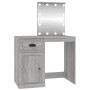 vidaXL Schminktisch mit LED-Spiegel, Grau Sonoma, Holzwerkstoff. Ideal für Make-up und Styling.