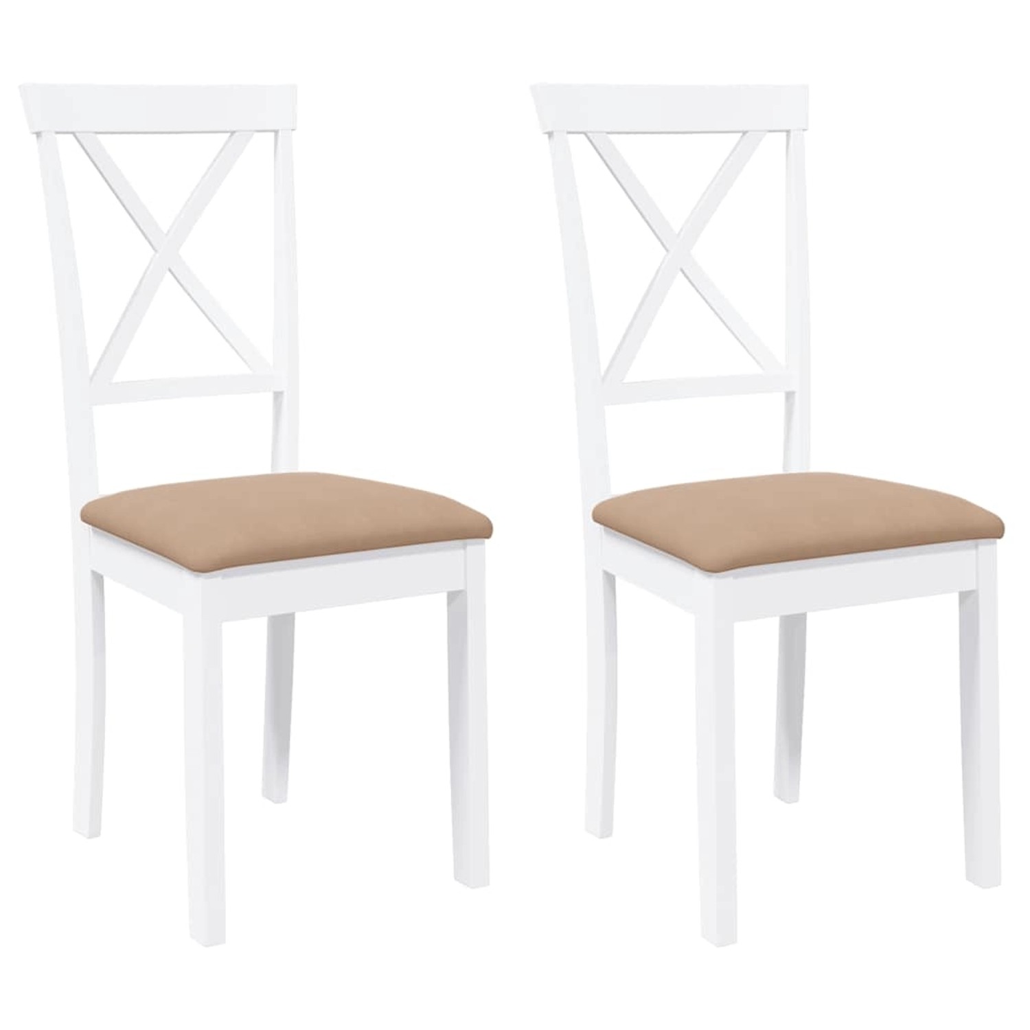 vidaXL Esszimmerstühle mit Kissen 2 Stk Weiß Massivholz Gummibaum 4102408 günstig online kaufen