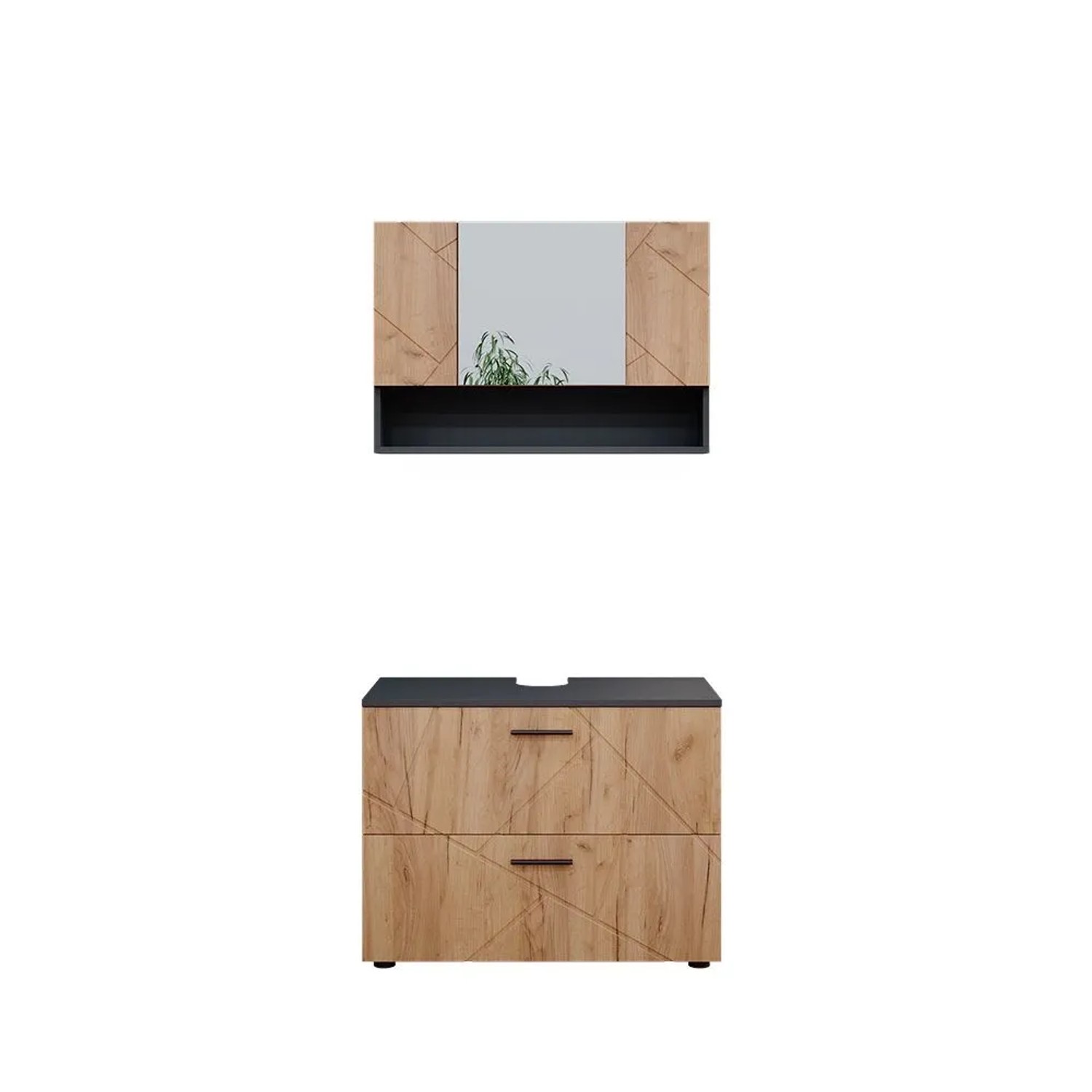 Vicco Badmöbel-Set Irma Goldkraft Eiche/Anthrazit 80 x 59 2-teilig