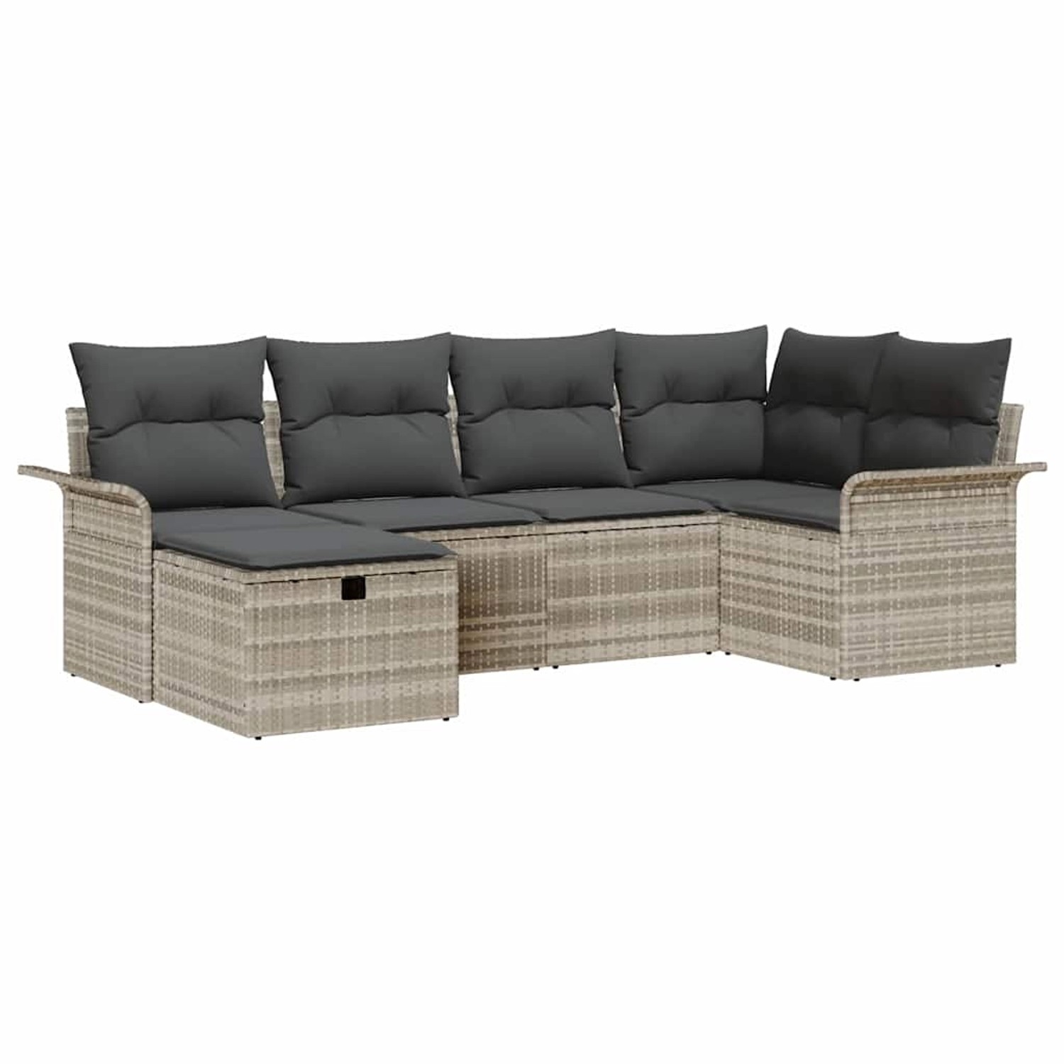 vidaXL Garten-Sofa-Set mit Kissen 6-Tlg Hellgrau Poly Rattan 3360213 günstig online kaufen