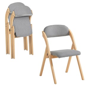 SoBuy 2er Set Esszimmerstuhl Klappstuhl Küchenstuhl Polsterstuhl mit Lehne Grau FST92-Nx2