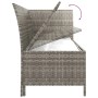 Graues Gartenlounge-Ecksofa mit Stauraum aus Polyrattan, Deckel geöffnet.
