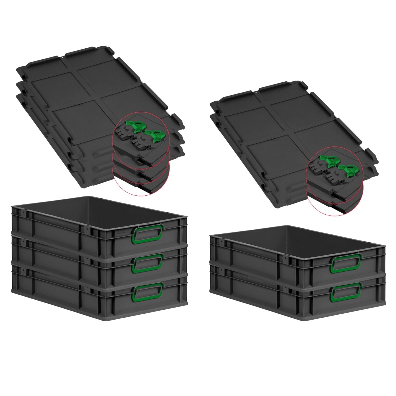 PROREGAL SuperSparSet 5x Eurobox Nextgen Color Mit Scharnierdeckel HxBxT 12 günstig online kaufen