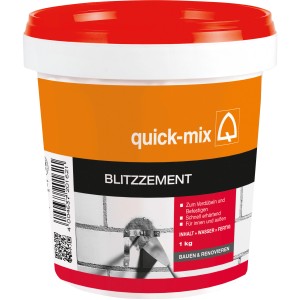 Quick-Mix Blitzzement 1 kg im Eimer, schnell härtender Zement für Innen- und Außenbereich.
