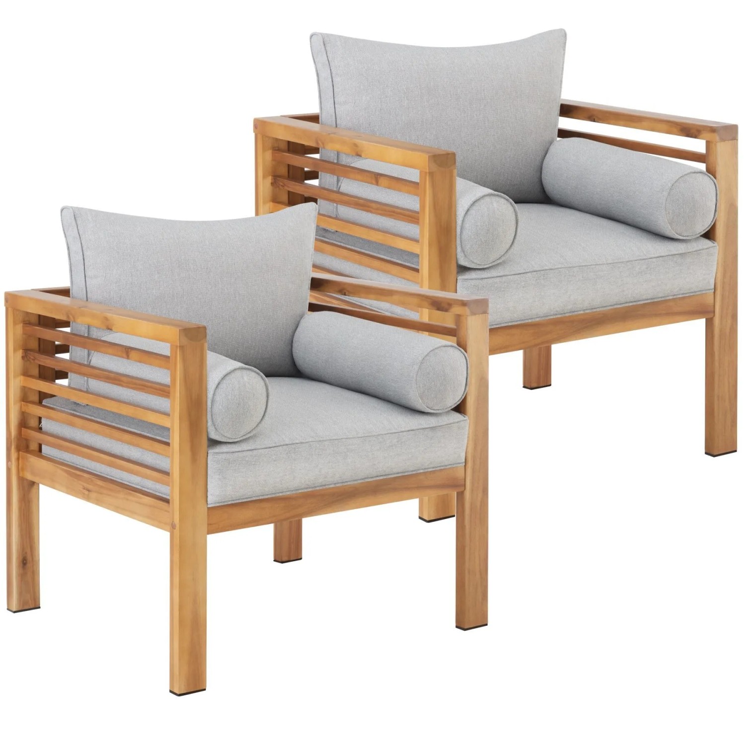 Tectake Garten Loungesessel Boka Mit Lasiertem Holzgestell Wetterfest  63 x 72 x 78 cm Braun