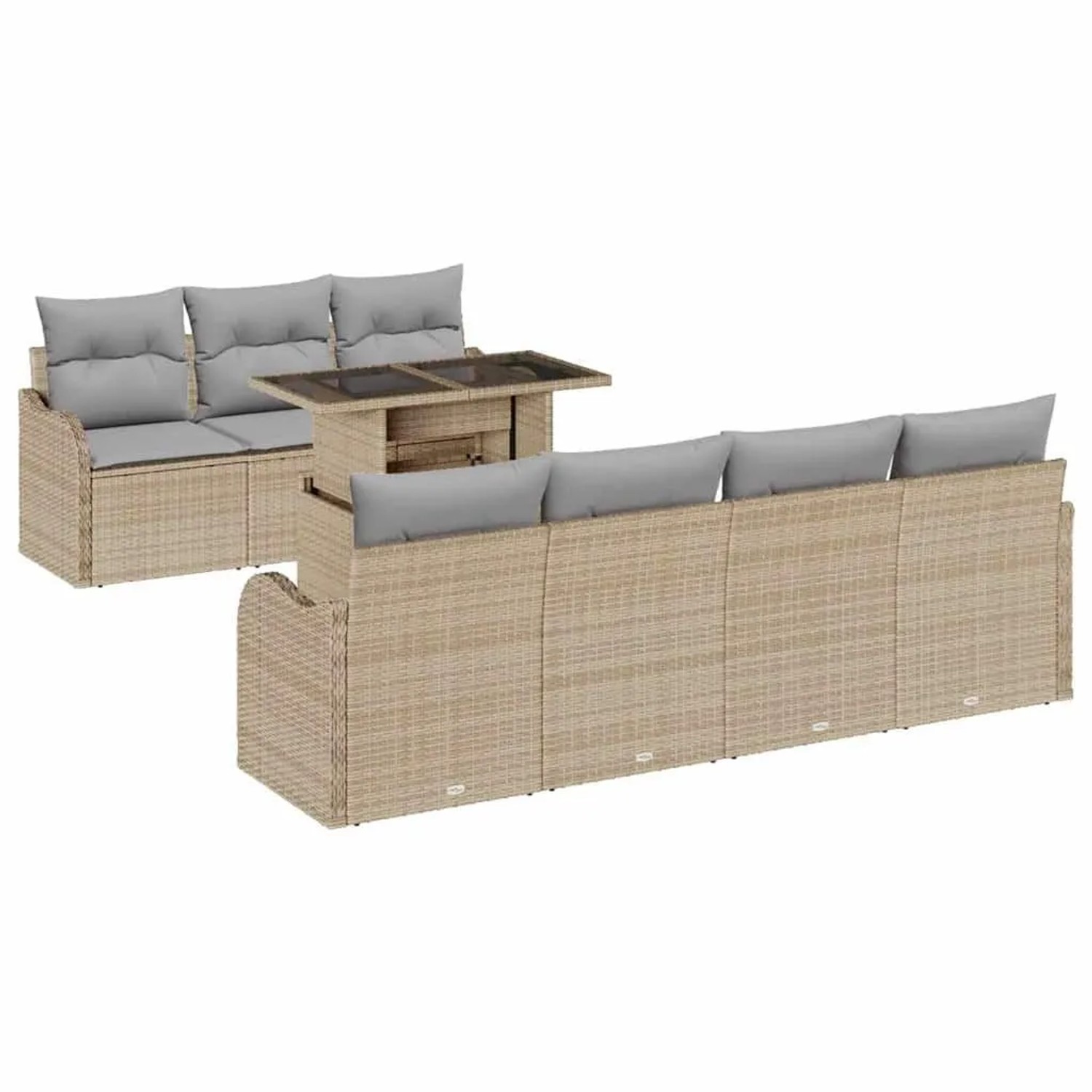 vidaXL Gartensofa-set mit Kissen mit Speicher 8-Tlg Beige Poly-Rattan 33571 günstig online kaufen