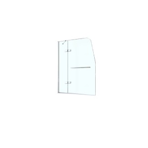 Glaszentrum Hagen Badewannenaufsatz, 2-teilig, 120x140cm, für Badewanne. Klarglas Duschwand mit silbernen Profilen.