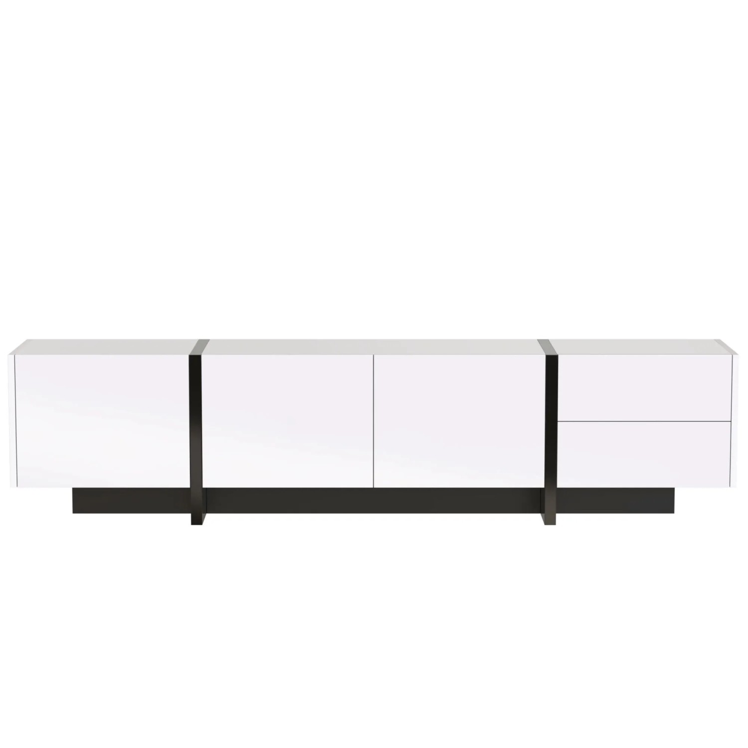 ModernLuxe TV Lowboard mit 3 Türen 2 Schubladen Spanplatte Weiß Schwarz