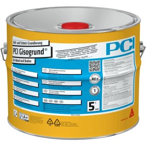 Gelber 5L Eimer PCI Gisogrund Haftgrund für Wände und Böden.