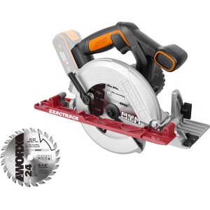 Worx Akku-Handkreissäge Exactrack WX530.9 (20 V) mit Sägeblatt. Handkreissäge für präzise Schnitte.
