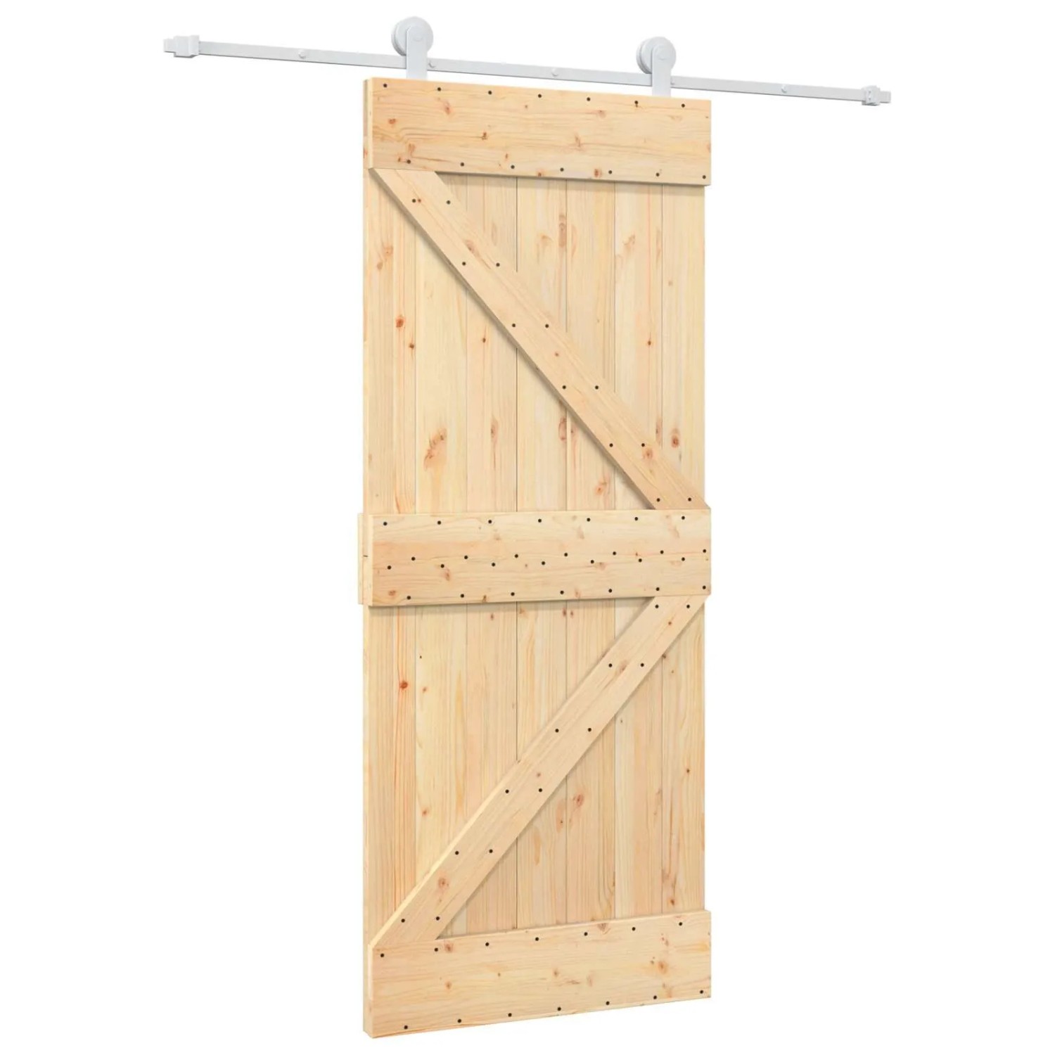 vidaXL Schiebetür Natur und Weiß 85 x 210 cm Massivkiefer 3445005