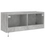 VidaXL TV-Wandschrank in Betongrau, 100x35x41 cm, mit zwei Fächern und LED-Beleuchtung.