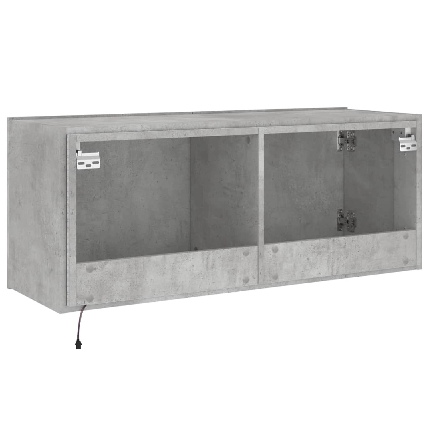 VidaXL TV-Wandschrank in Betongrau, 100x35x41 cm, mit zwei Fächern und LED-Beleuchtung.