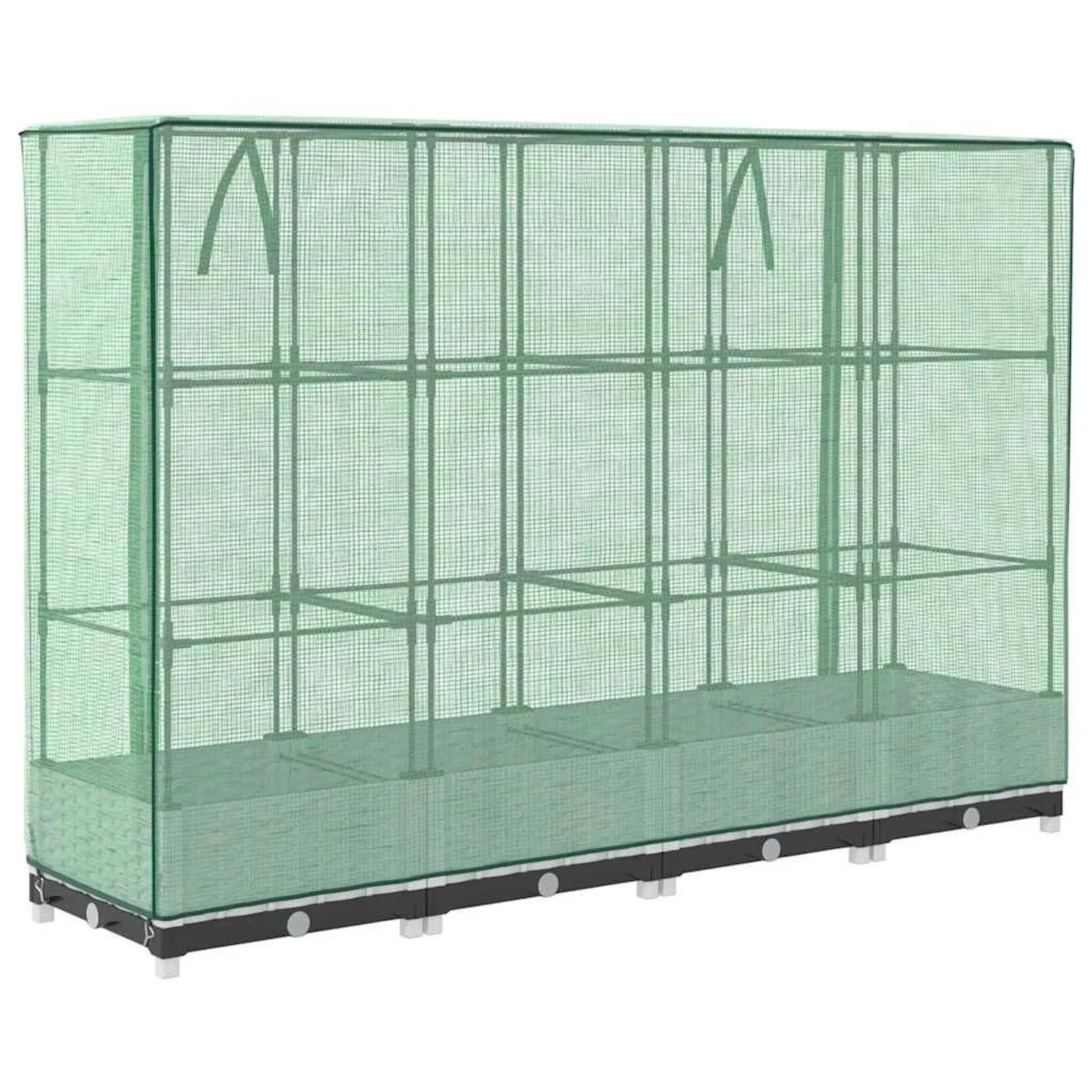 Furnicato Hochbeet mit Gewächshausaufsatz in Rattanoptik, 160x40x123 cm.