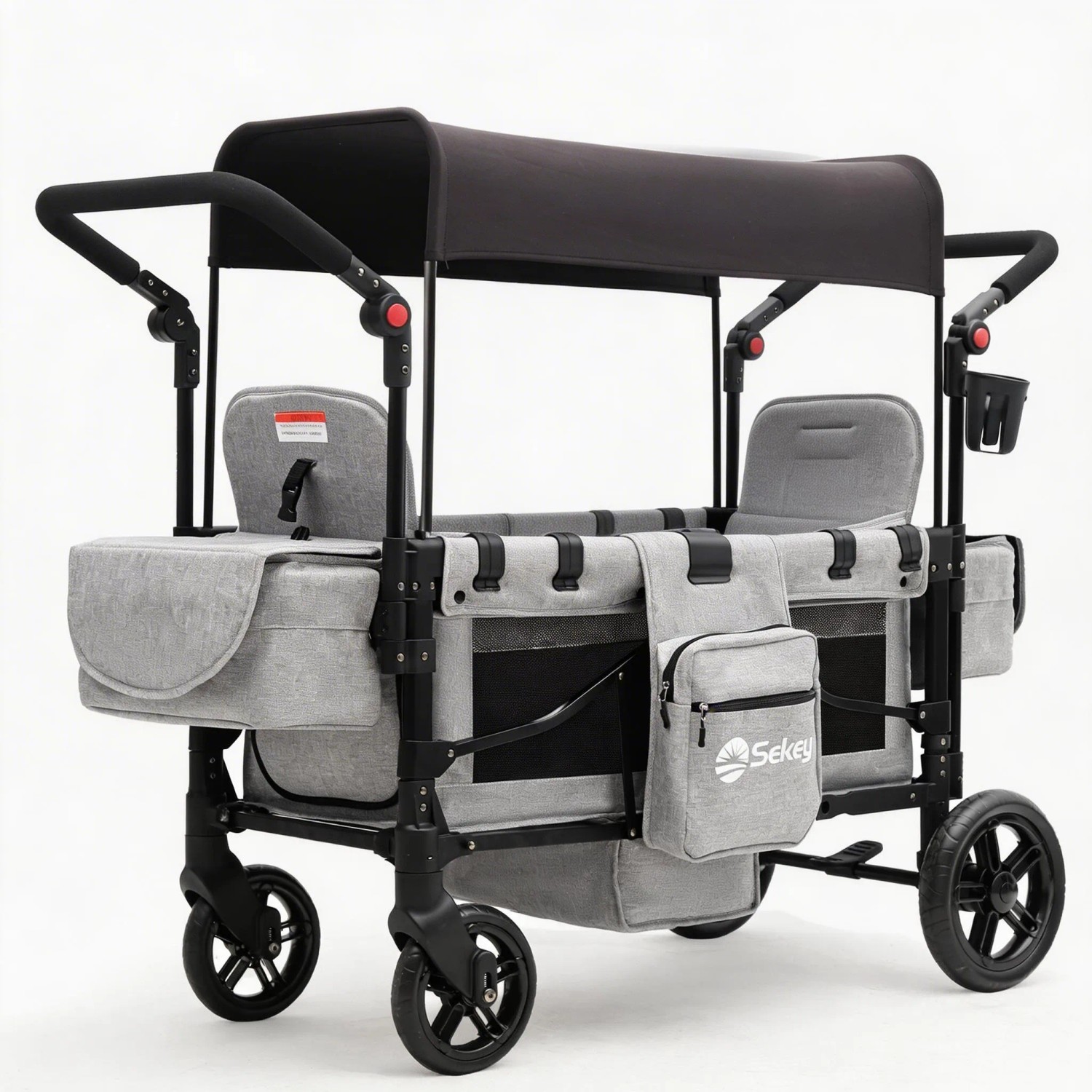 Sekey Bollerwagen Kinder Zwillingsmodus Grau