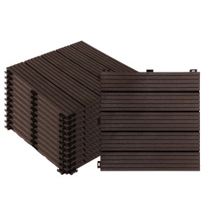 KARAT Terrassenfliesen Claire, braun, 30x30cm, 11er-Set (1m²). Wetterfeste Holzfliesen für Terrasse & Balkon.