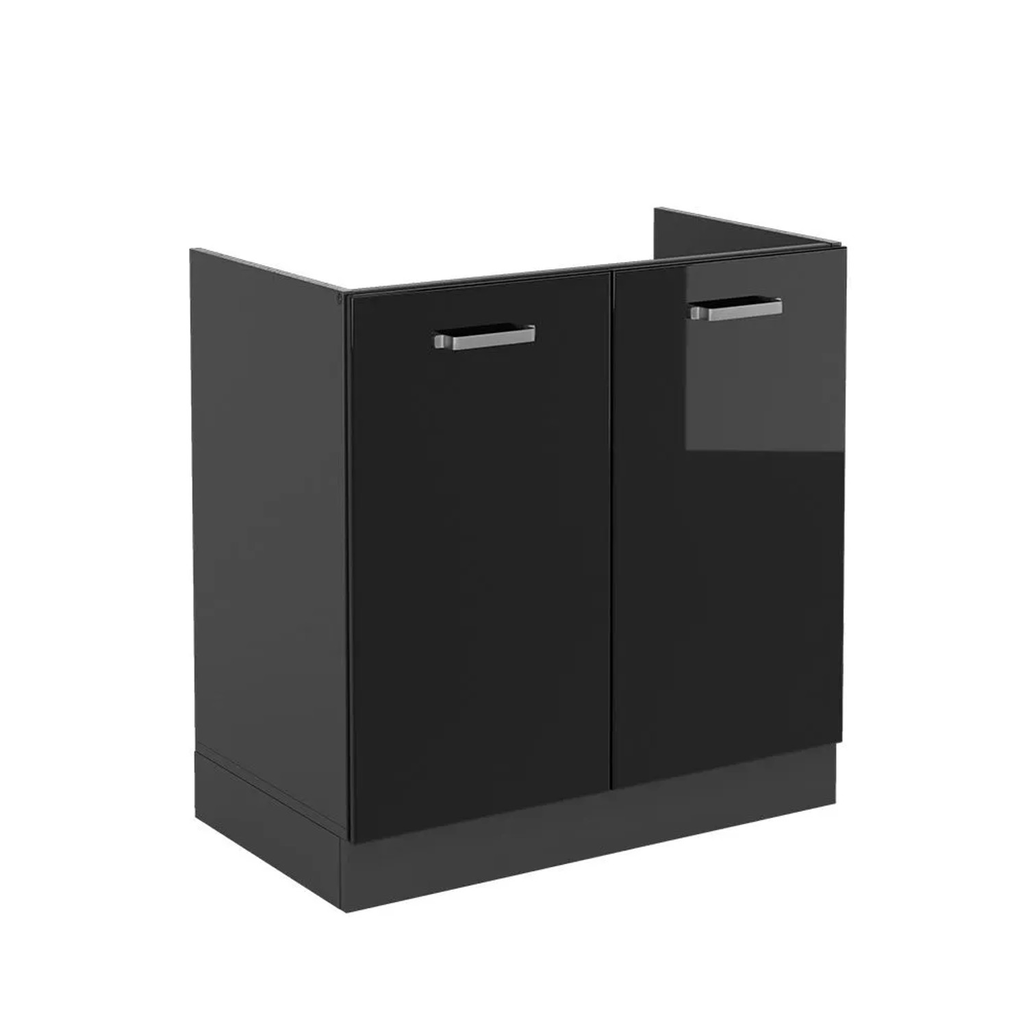 Vicco Spülenunterschrank R-Line Schwarz Hochglanz Anthrazit 80 cm ohne Arbeitsplatte