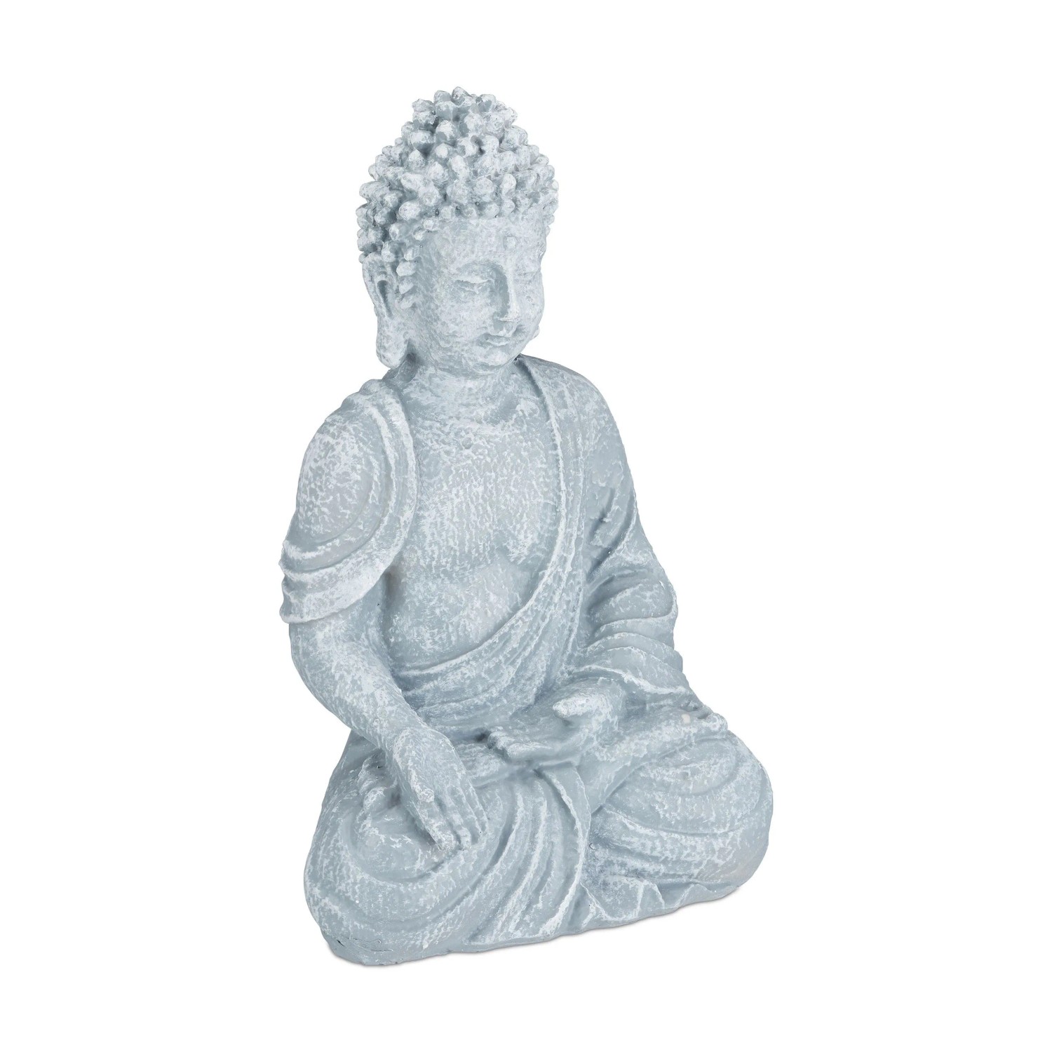 Relaxdays Buddha Figur Polyresin Hellgrau Wetterfest Frostsicher 40 cm x 24 cm x 15 cm 1,2 kg
