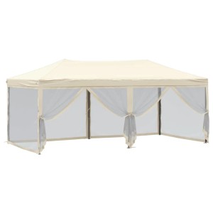 Cremefarbenes vidaXL Faltbares Partyzelt 3x6 m mit Seitenwänden für Outdoor-Events.