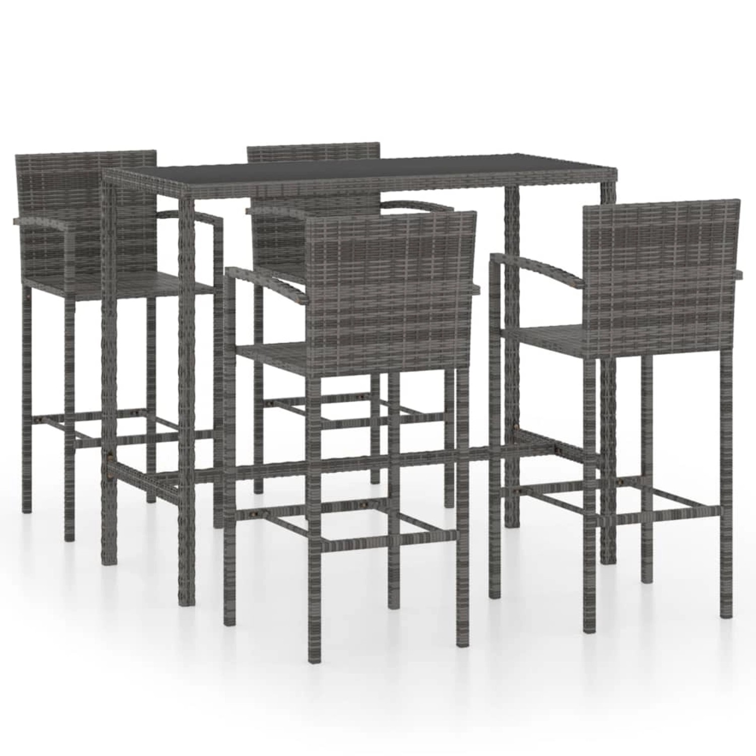 5-tlg. Gartenbar-set Poly Rattan Grau günstig online kaufen