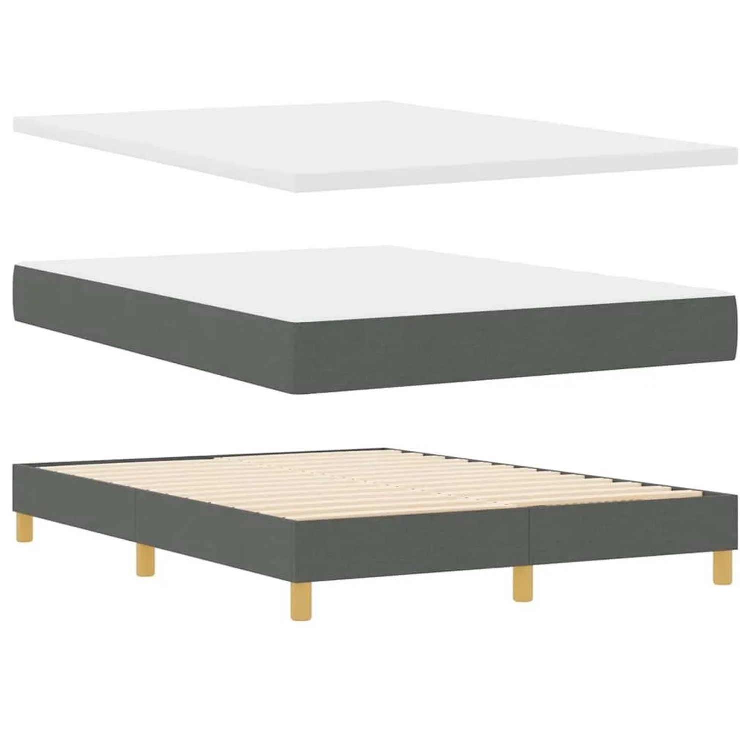 vidaXL Boxspringbett mit Matratze Dunkelgrau 140 x 190 cm Stoff 3341350 günstig online kaufen