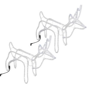 vidaXL Rentier-Silhouetten 2 Stk Warmweiß 60x30x60 cm 3154303