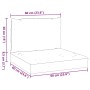 Maße des anthrazitfarbenen vidaXL Palettenkissen-Sets: Sitzkissen 60x60x9,5 cm, Rückenpolster 60x38x13 cm.