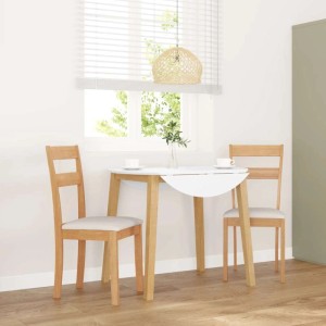 vidaXL Esszimmerstühle mit Kissen 2 Stk Natur Massivholz Gummibaum 4102382