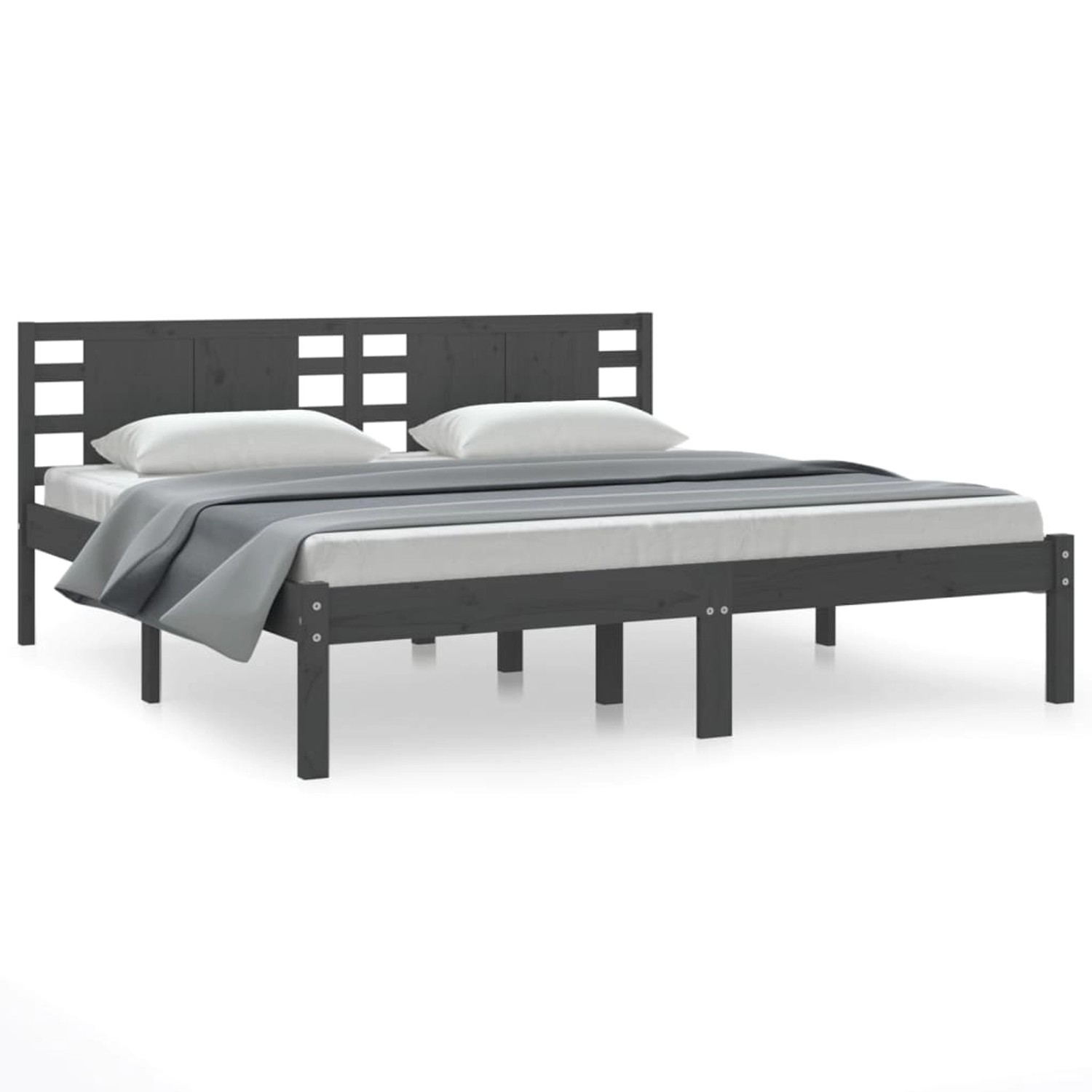 vidaXL Massivholzbett Grau Kiefer 200x200 cm1156731 günstig online kaufen