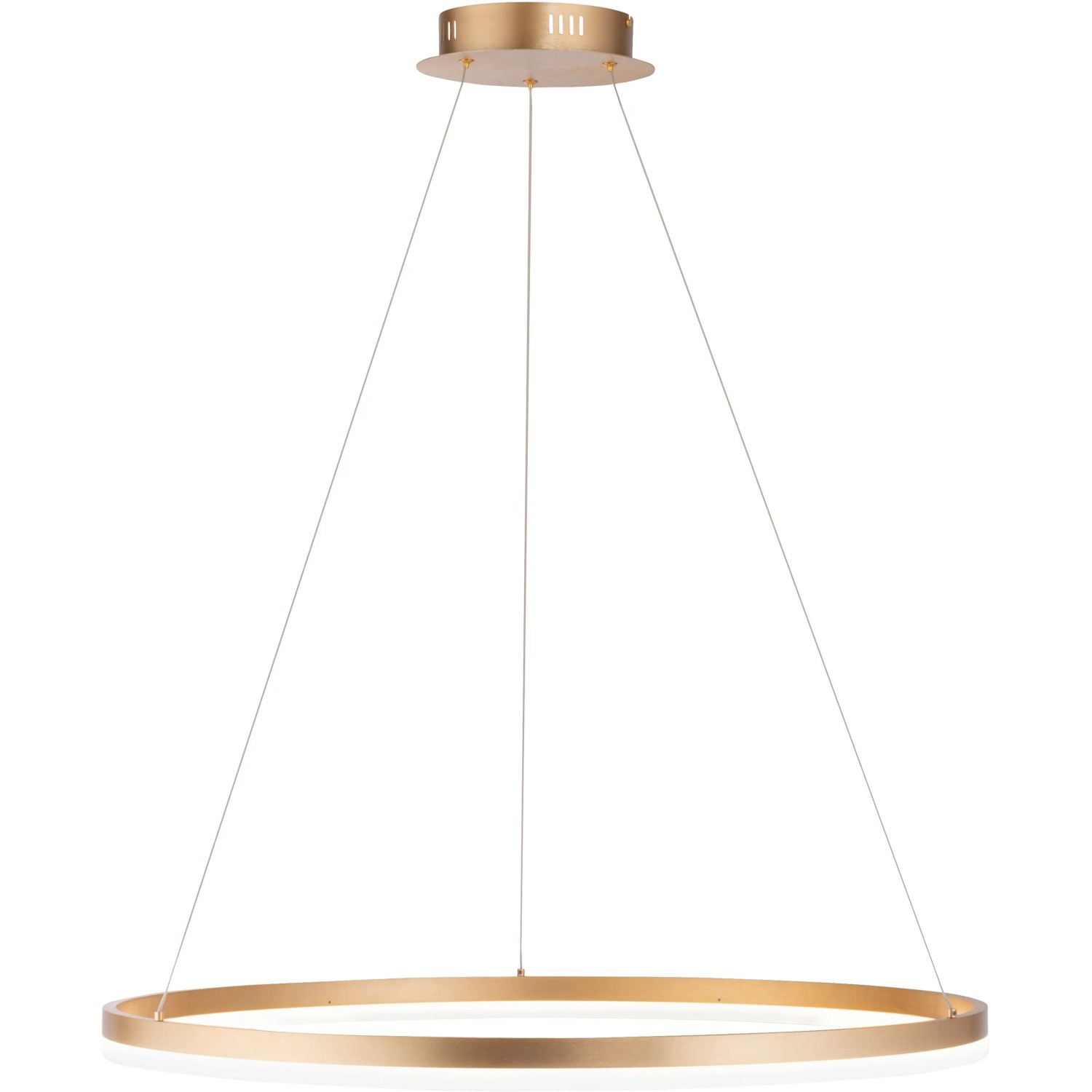 Moderne LED-Pendelleuchte Helia von Paul Neuhaus, 80 cm Durchmesser, Messing matt, dimmbar.