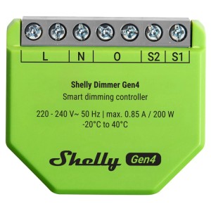 Grüner Shelly Dimmer Gen4 für Hausautomation: Smarte Steuerung für Beleuchtung.