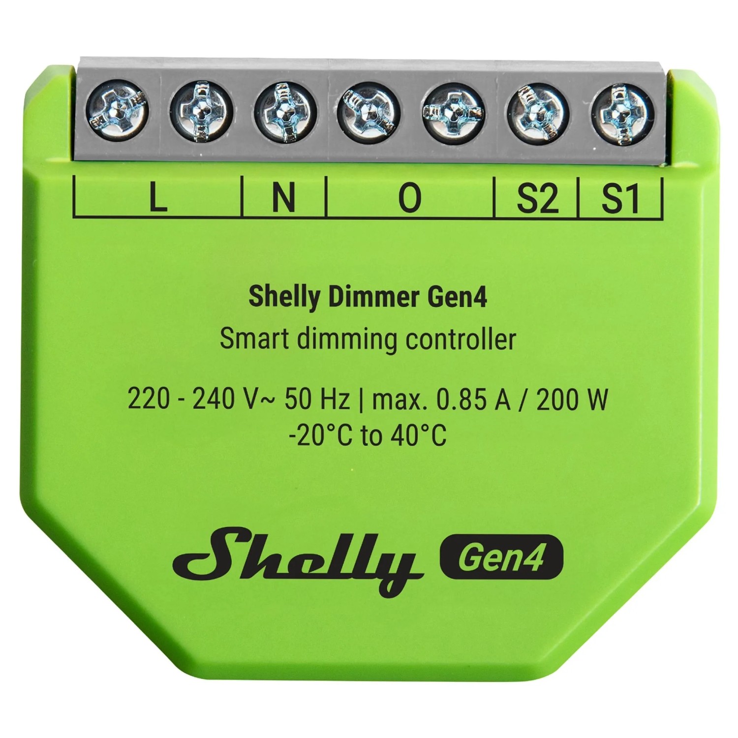 Grüner Shelly Dimmer Gen4 für Hausautomation: Smarte Steuerung für Beleuchtung.