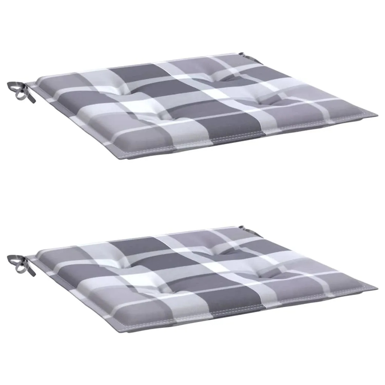 vidaXL Gartenstuhl-Kissen 2 Stk Grau Karomuster 50x50x4 cm 314071 günstig online kaufen