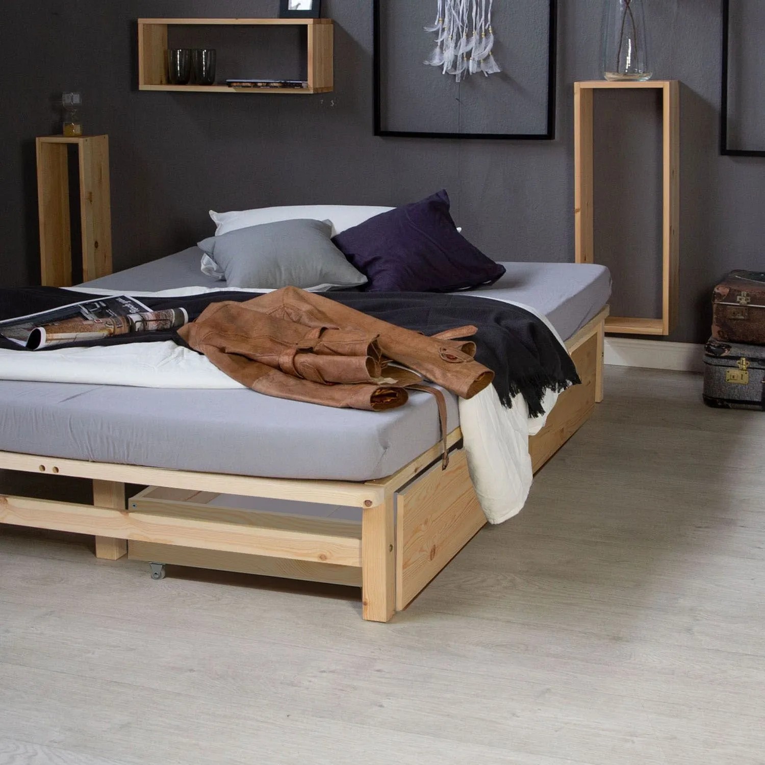 Homestyle4u Unterbettkommode 2er Set Braun 82x53x22 cm kaufen bei OBI