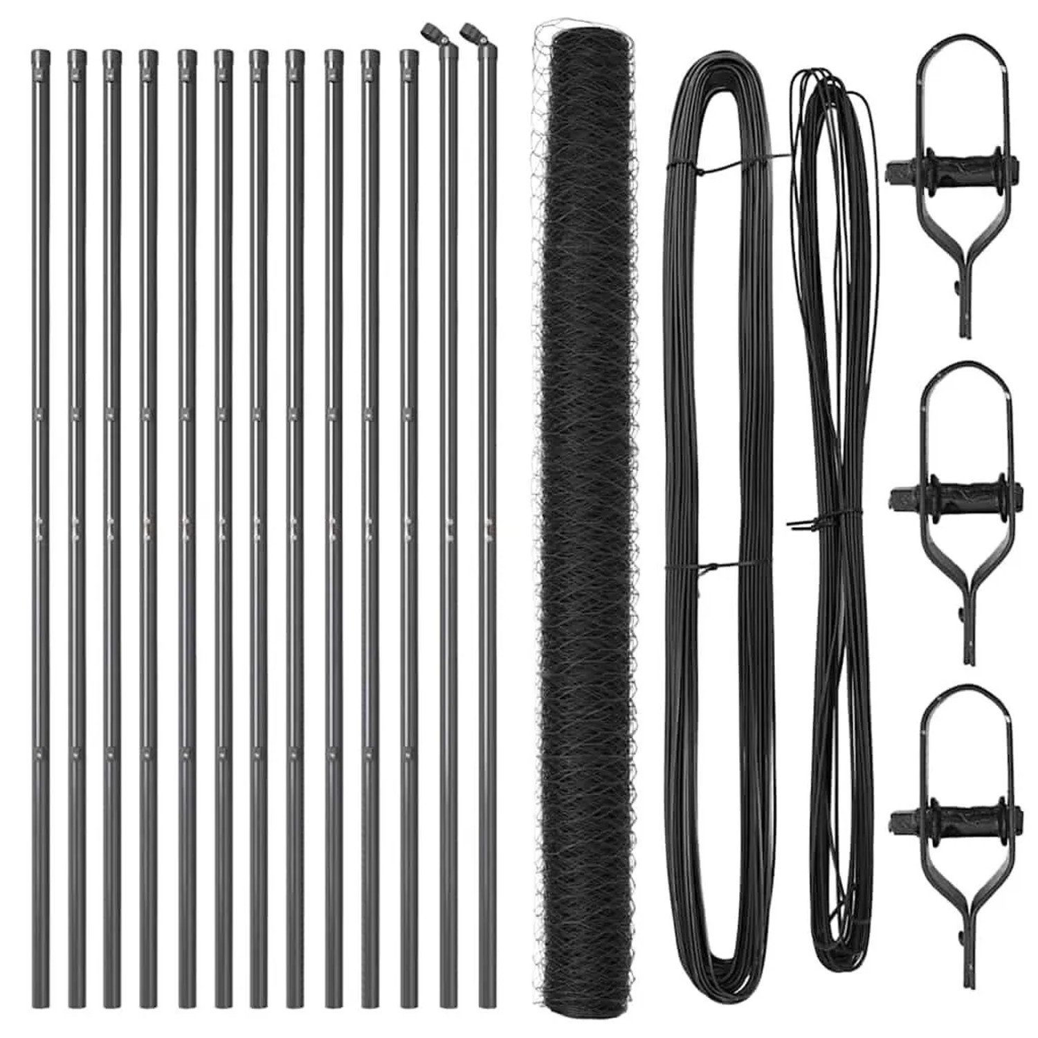 vidaXL Zaunpfosten Grau 25 x 1,6 m 36 mm Mesh Stahl und PVC 3352831 günstig online kaufen