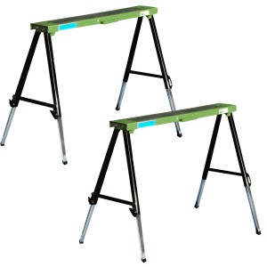 2er Set TRUTZHOLM Arbeitsböcke, höhenverstellbar bis 91 cm, Stahl, grün/schwarz.