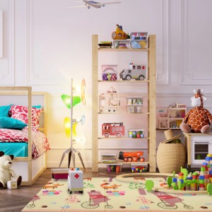 Bunte Relaxdays Spielmatte mit Tier- und Straßenmotiven im Kinderzimmer.
