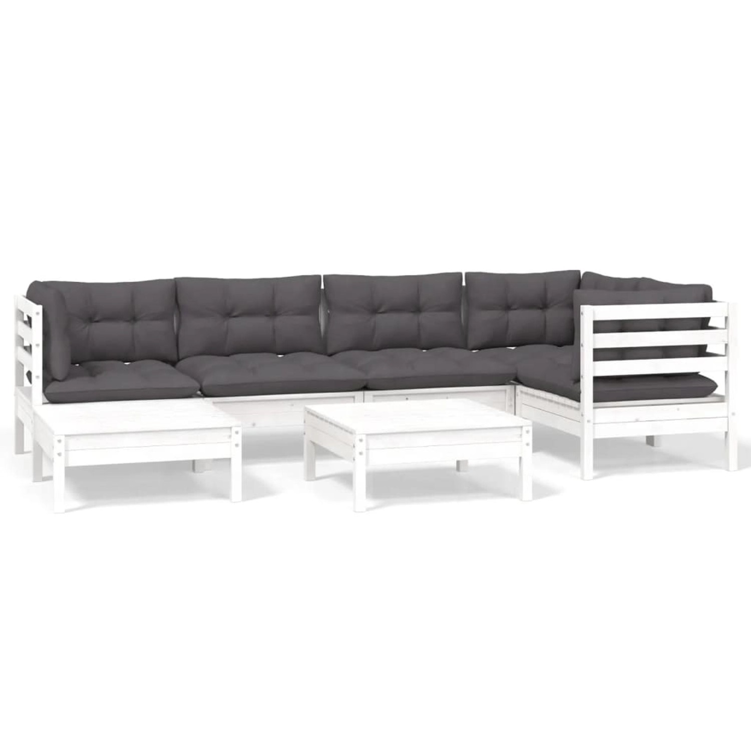 vidaXL 7-tlg Garten-Lounge-Set mit Kissen Weiß Kiefer Massivholz Modell 13 günstig online kaufen