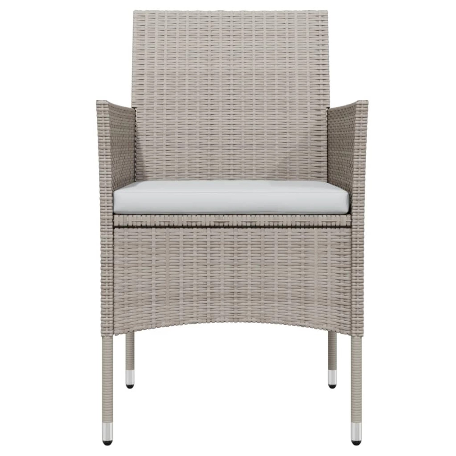 Gartenstuhl aus Rattan, beige/schwarz, mit Kissen, Teil der vidaXL 7-tlg. Garten-Essgruppe.