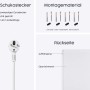 Details der Könighaus Infrarotheizung: Stecker, Montagematerial und Rückseite der Elektroheizung.