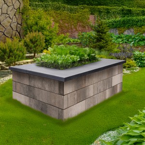 EHL Hochbeet CityPur Muschelkalk mit Tribus-Set (173x93x59cm) im Garten.