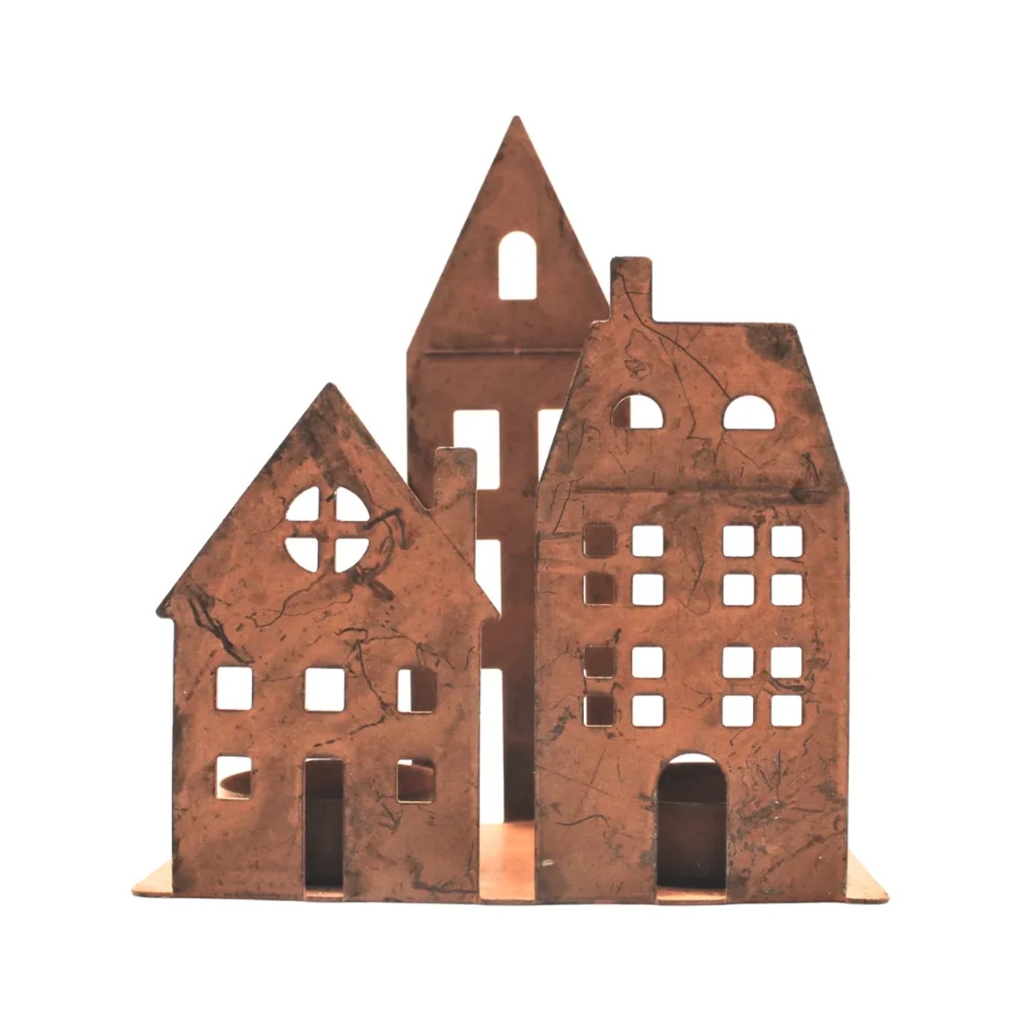 Dekohelden24 Teelichthalter Outdoor Dekohaus Rost Deko Rost Laterne Teelichthalter Rost Rostlaterne Haus Rostdeko L/B/H 13 x 5 x 16 cm