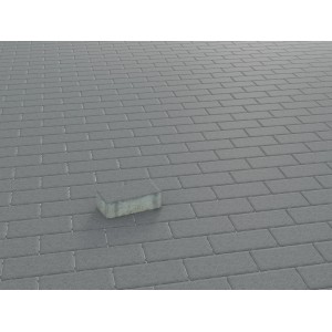 Rechteckiges anthrazitfarbenes Betonpflaster 20x10x6 cm, verlegt als Gehweg.