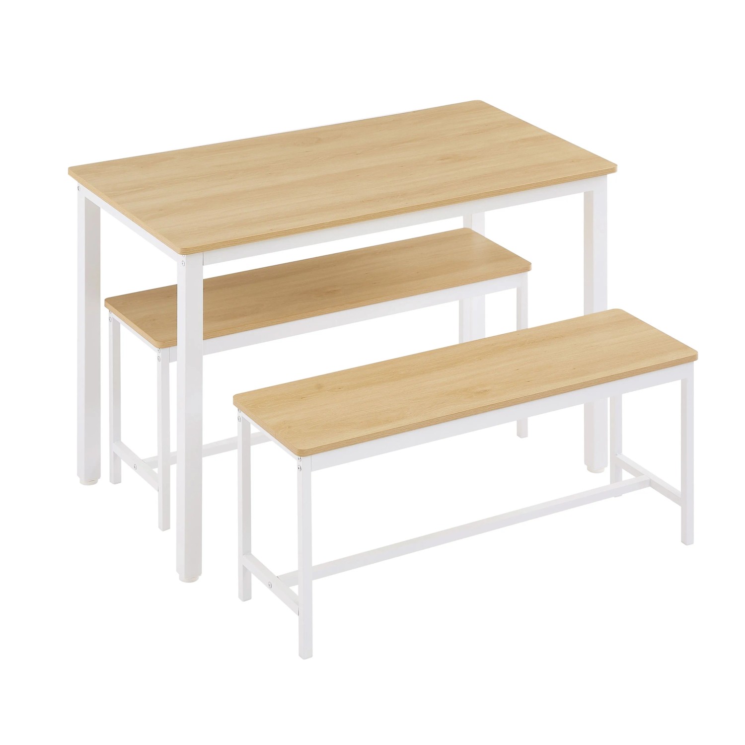 okwish Esstisch Set mit Bänken Küche Wohnzimmer 110x60x75cm Natur