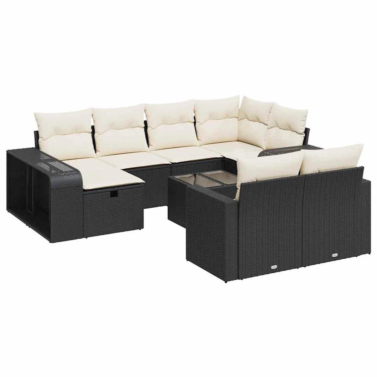 vidaXL 11-Tlg Garten-Sofagarnitur mit Kissen Schwarz Poly Rattan 3326070 günstig online kaufen