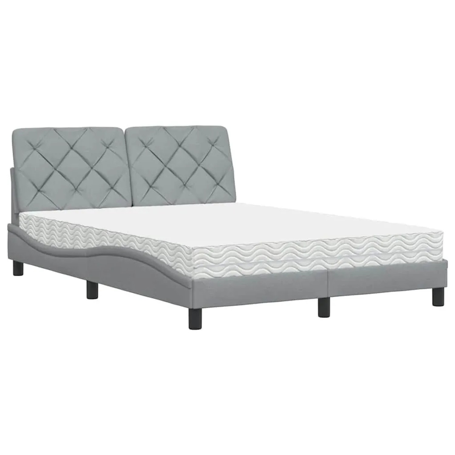 vidaXL Bett mit Matratze Hellgrau 120x200 cm Stoff 3310727