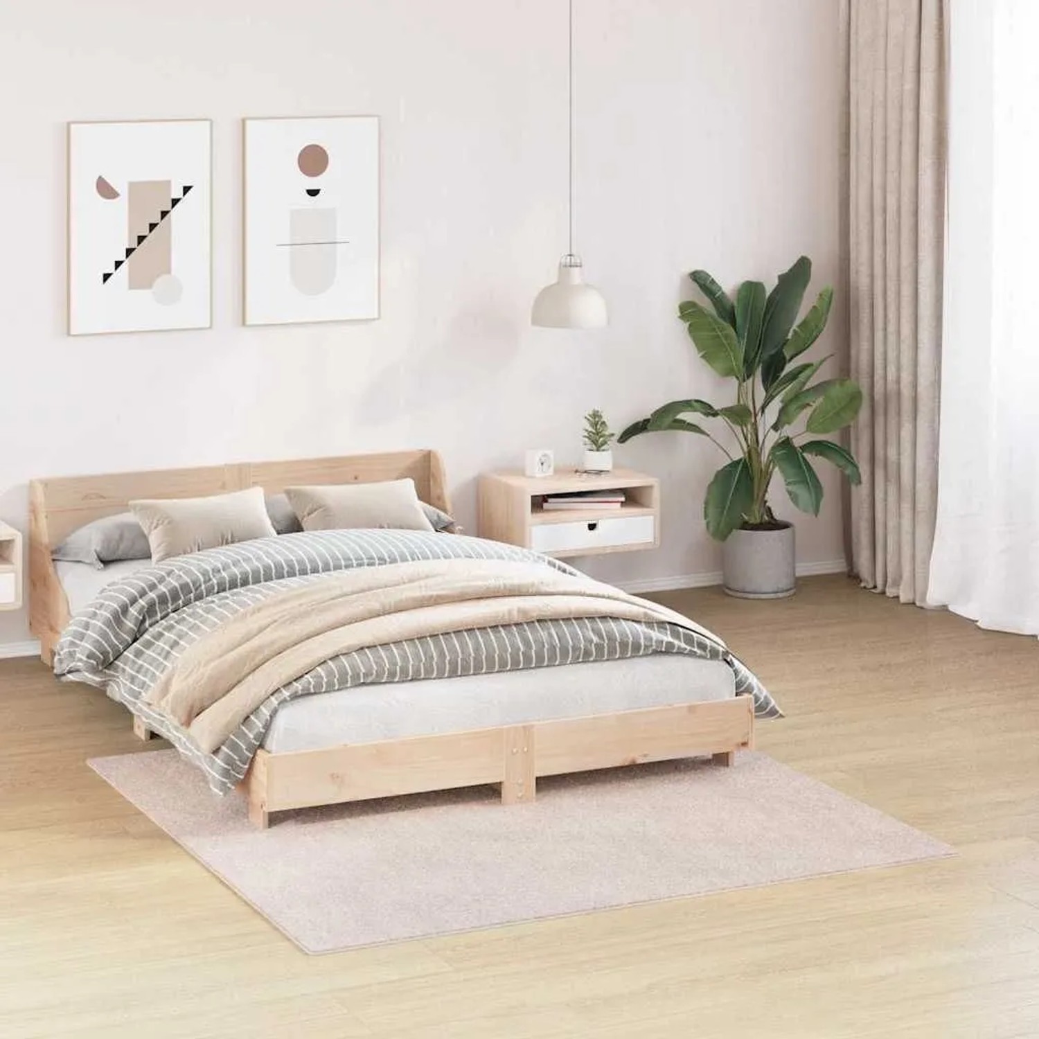 vidaXL Anti-Rutsch Shaggy Teppich Creme 160 x 160 cm PP 4019784_3