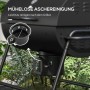 Detailaufnahme: Aschebehälter des schwarzen Outsunny Holzkohlegrills für einfache Reinigung.
