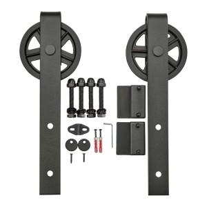 SOTECH Rollen Set CHAMBER aus schwarzem Stahl (120 mm) für Schiebetüren, seitliche Montage, mit Zubehör.