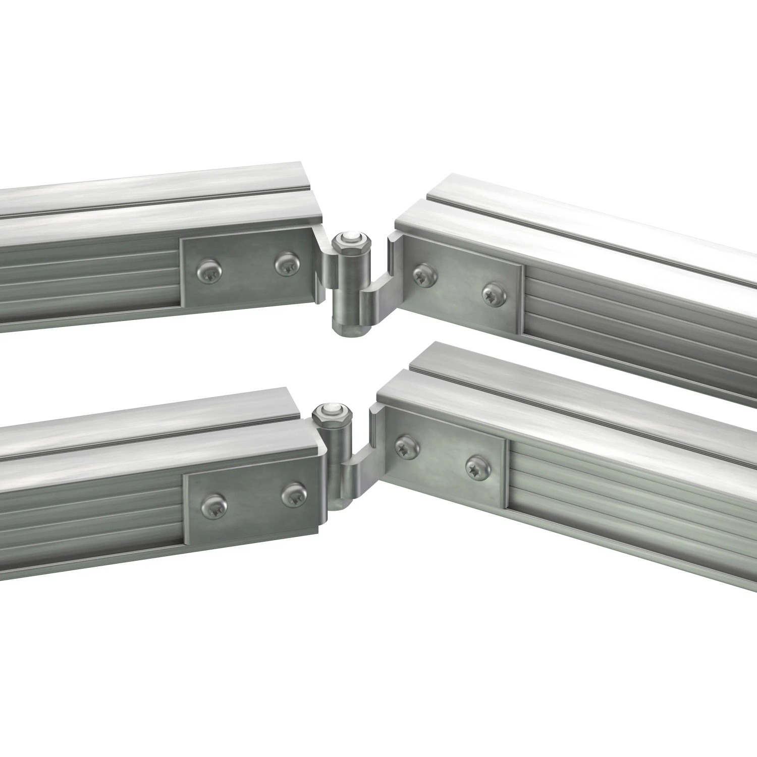 2D-Gelenk für Aluprofil (45x38 mm) zur flexiblen Verbindung von Terrassendielen.